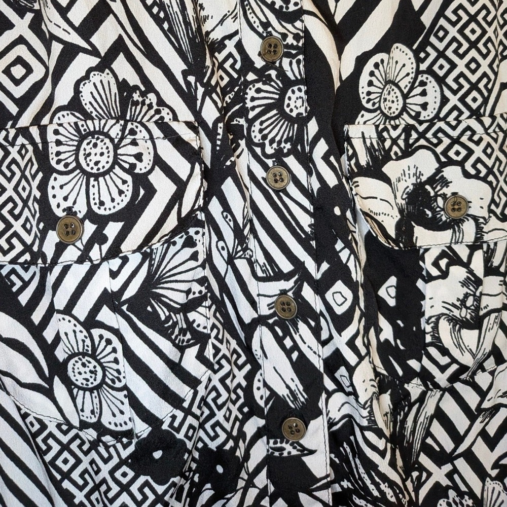 Plus Size Speed Control NY Women's 2X Dress Black White Geometric Floral Pocket - Picture 3 of 10